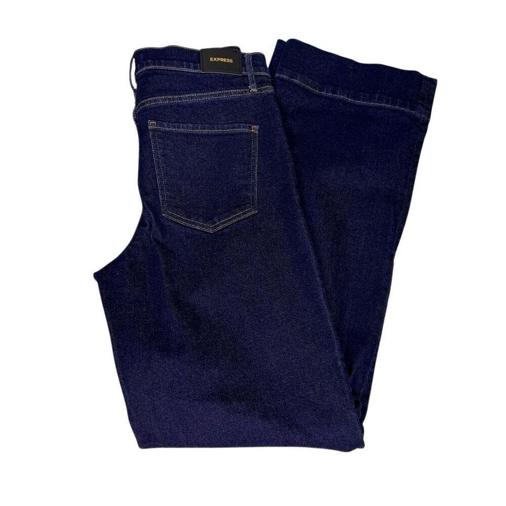 Express dark wash wide leg high rise jeans size 8 long - Picture 6 of 11